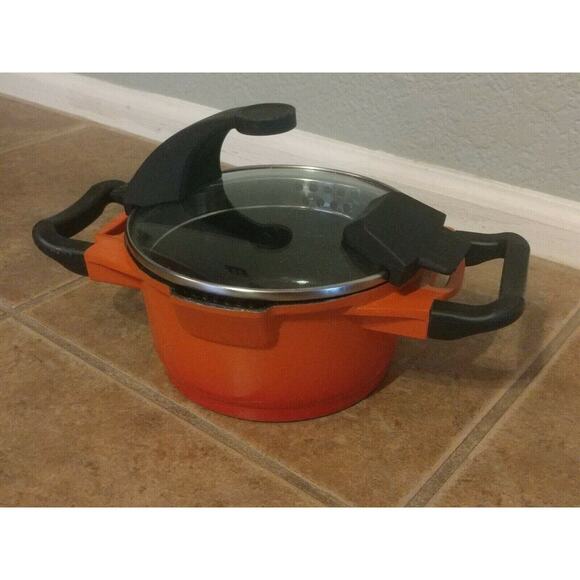 BergHOFF Virgo 11'' Long Stock Pot 7.7 Qt. Orange - Induction Cookware Nonstick - Picture 2 of 12
